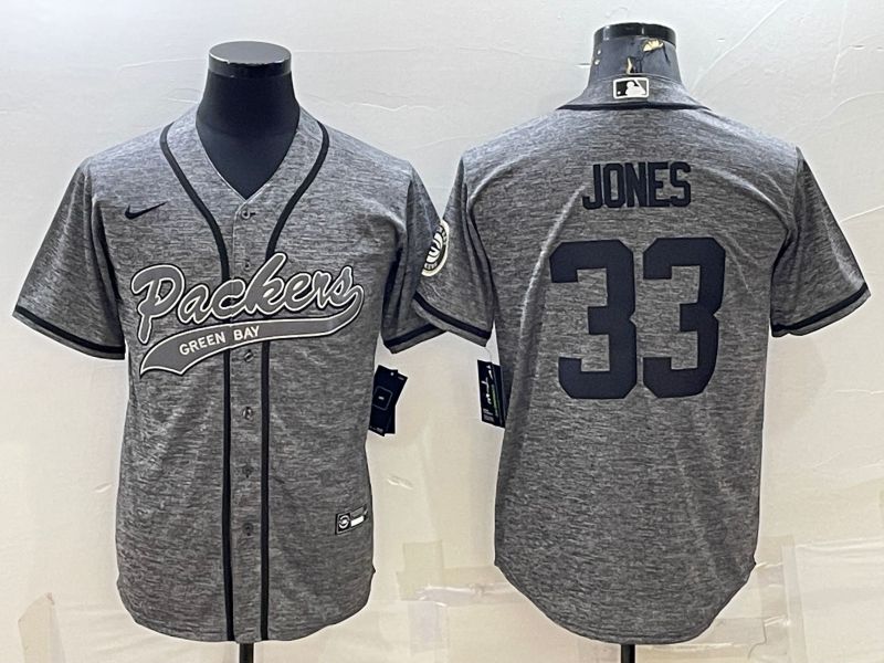 Men Green Bay Packers #33 Jones Grey hemp ash 2022 Nike Co branded NFL Jersey->cleveland browns->NFL Jersey